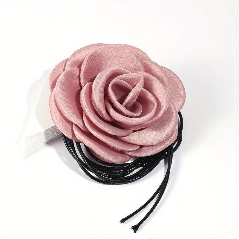 Satin Flower Sash Belt Lace Up Wax Rope Waist Belt Boho Dress Girdle