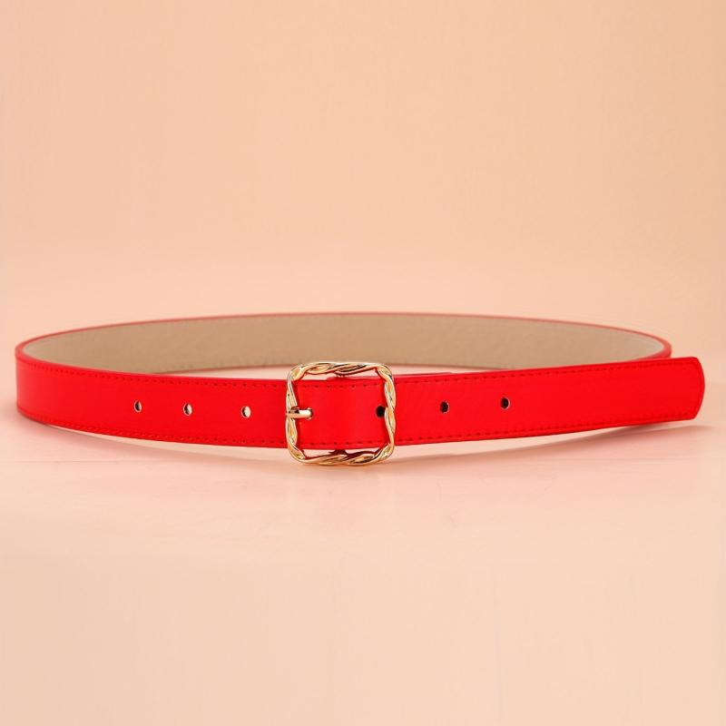 5pcs Solid PU Belt Square Twist Buckle Casual Waist Belts