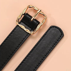 5pcs Solid PU Belt Square Twist Buckle Casual Waist Belts