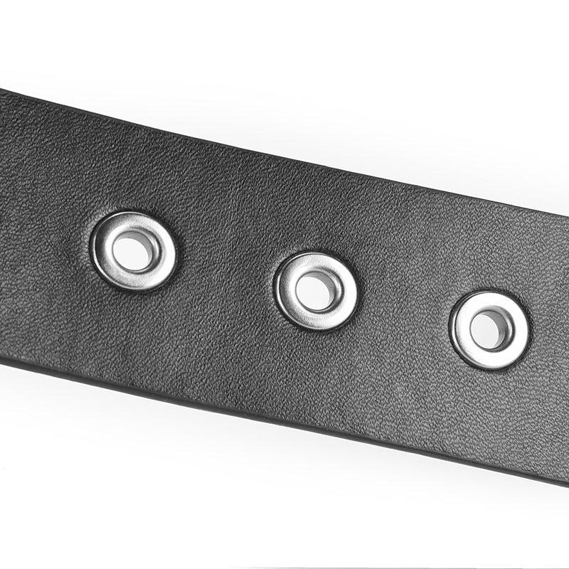 Pentagram Rivet Air Eye Belt Pin Buckle Unisex Y2K Punk PU Leather Belt