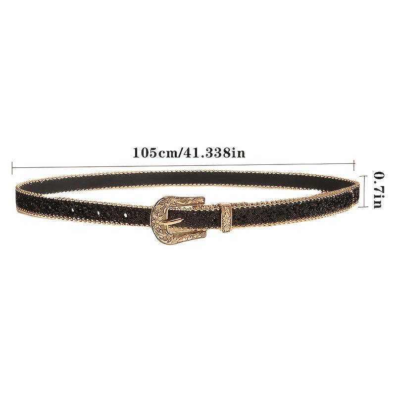 Women's Rhinestone Engraved Denim Belt