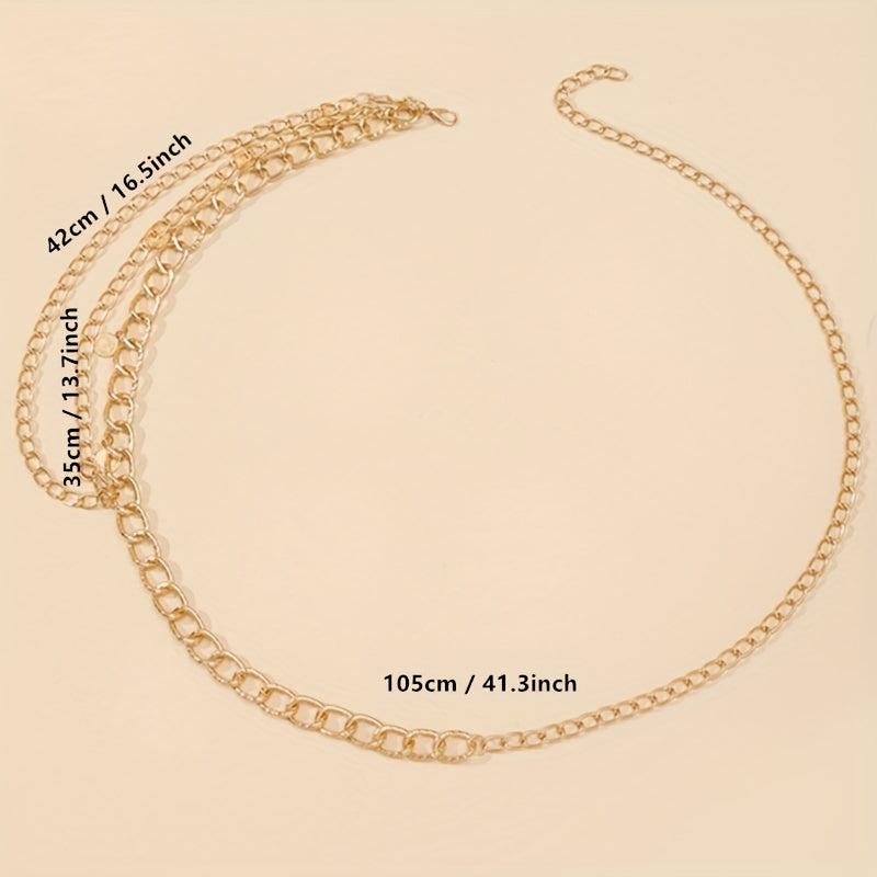 Layered Coin Pendant Waist Chain Golden Tassel Metal Chain Belt