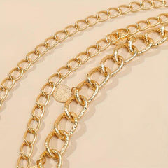 Layered Coin Pendant Waist Chain Golden Tassel Metal Chain Belt