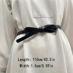 Thin Knotted PU Belt Women's Waistband Casual Dress Decorative Belt