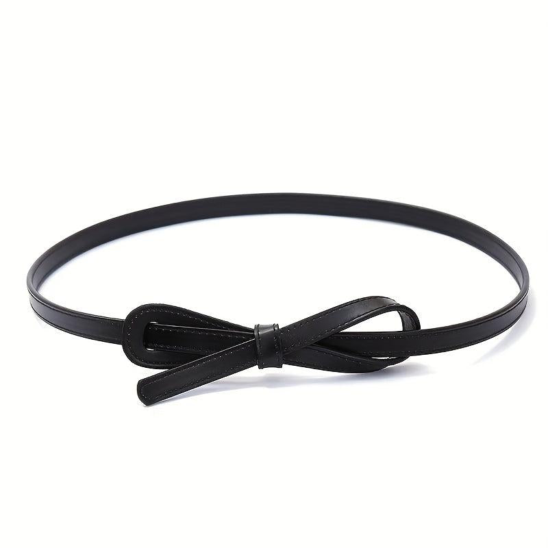 Thin Knotted PU Belt Women's Waistband Casual Dress Decorative Belt