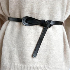 Thin Knotted PU Belt Women's Waistband Casual Dress Decorative Belt