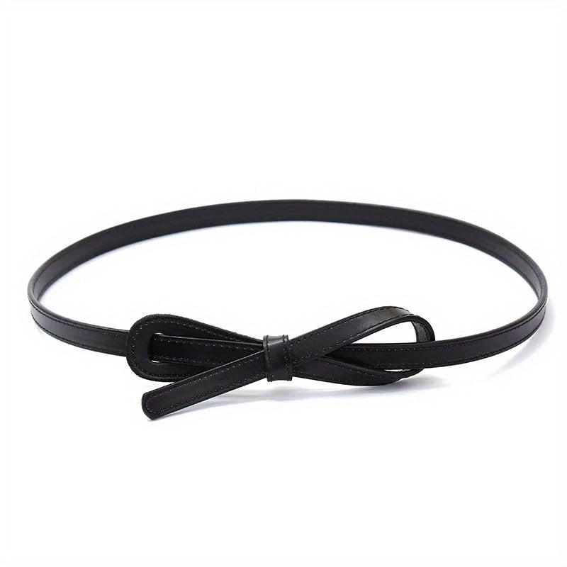 Thin Knotted PU Belt Women's Waistband Casual Dress Decorative Belt