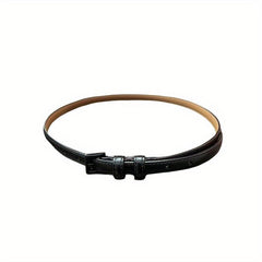 Solid Thin Leather Belt Square Pin Buckle Waistband Decorative
