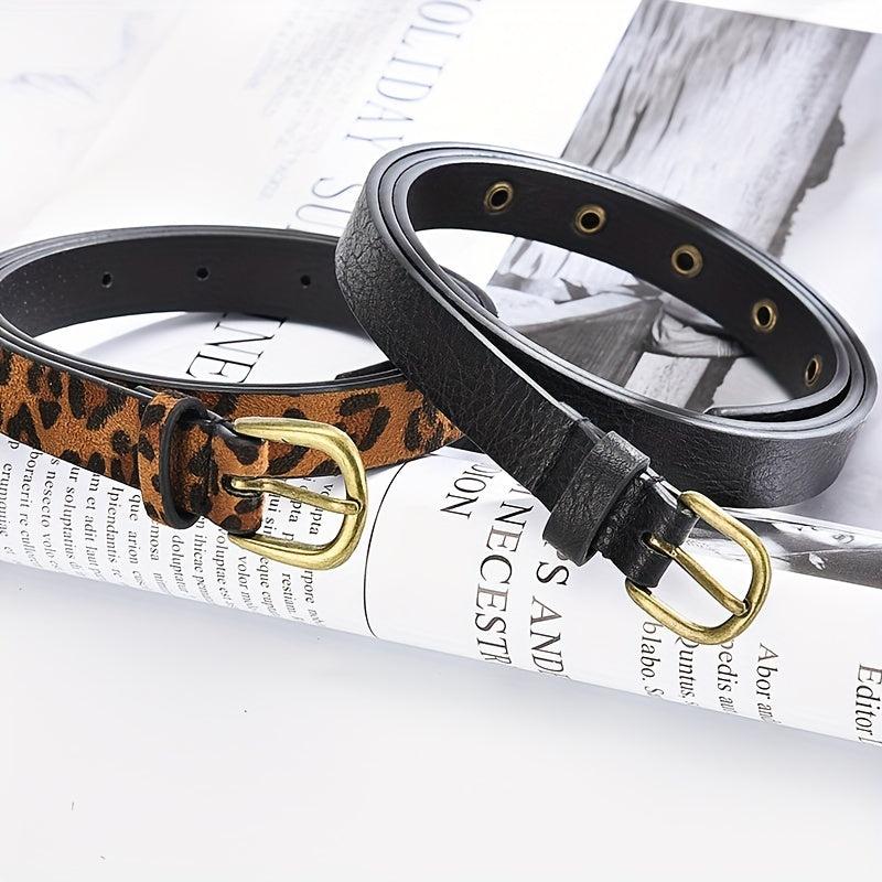 Leopard Print PU Belt Unisex Casual Pin Buckle Belt
