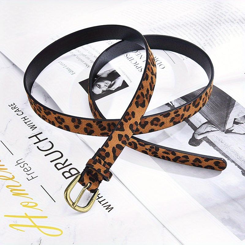 Leopard Print PU Belt Unisex Casual Pin Buckle Belt