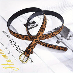 Leopard Print PU Belt Unisex Casual Pin Buckle Belt