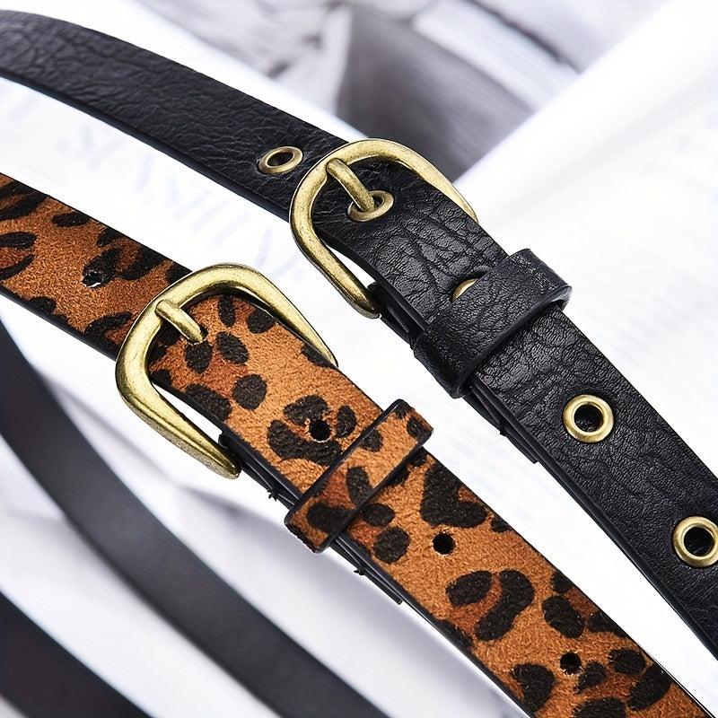 Leopard Print PU Belt Unisex Casual Pin Buckle Belt