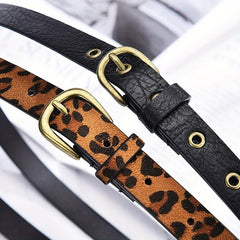 Leopard Print PU Belt Unisex Casual Pin Buckle Belt
