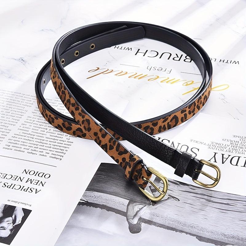 Leopard Print PU Belt Unisex Casual Pin Buckle Belt