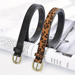 Leopard Print PU Belt Unisex Casual Pin Buckle Belt
