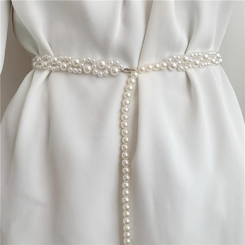 Faux Pearl Belt Waist Belt Female Dress Strap Wedding Chain Belt