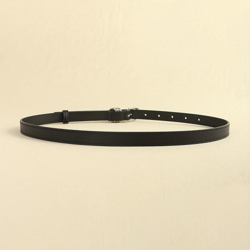 Thin Square Pin Buckle Belt Casual PU Leather Belt For Women
