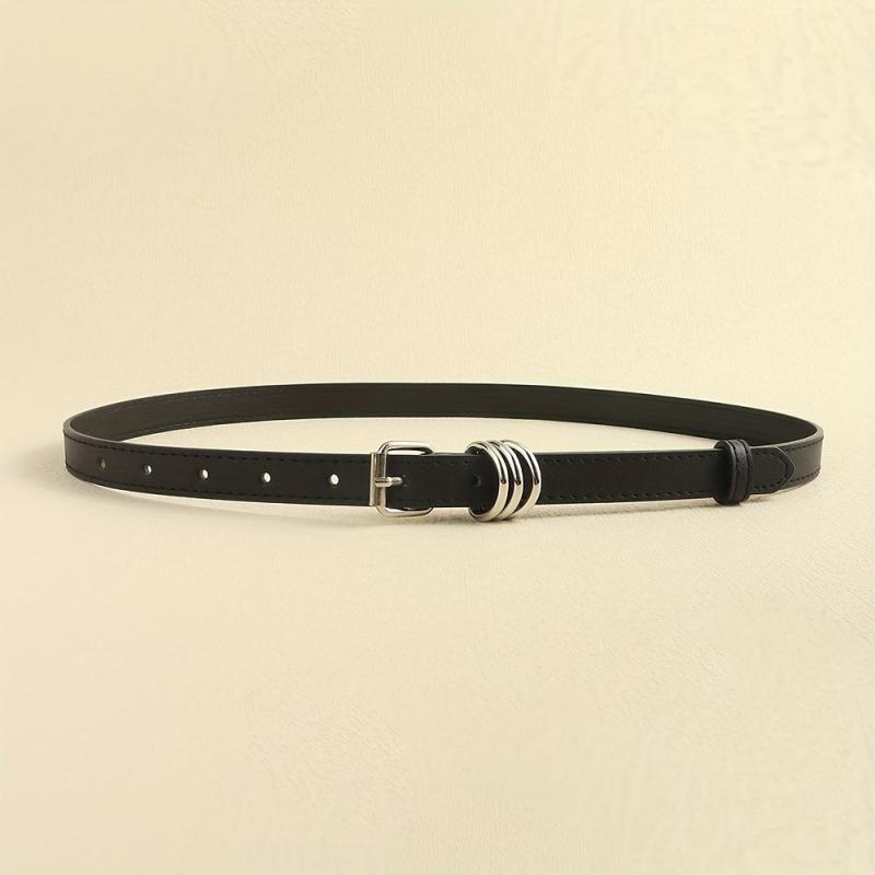 Thin Square Pin Buckle Belt Casual PU Leather Belt For Women