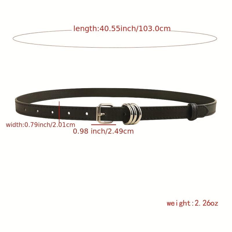 Thin Square Pin Buckle Belt Casual PU Leather Belt For Women