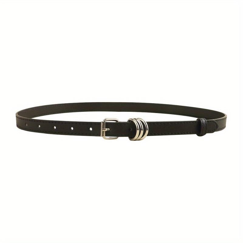 Thin Square Pin Buckle Belt Casual PU Leather Belt For Women