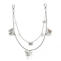 Butterfly Decor Double Layer Pant Chain Pocket Chain Belt Decorative