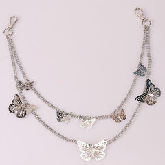 Butterfly Decor Double Layer Pant Chain Pocket Chain Belt Decorative