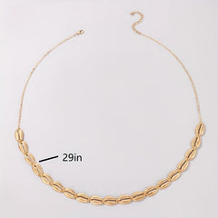 Golden Shell Inlaid Waist Chain Metal Women Boho Belly Chain