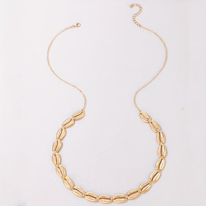 Golden Shell Inlaid Waist Chain Metal Women Boho Belly Chain