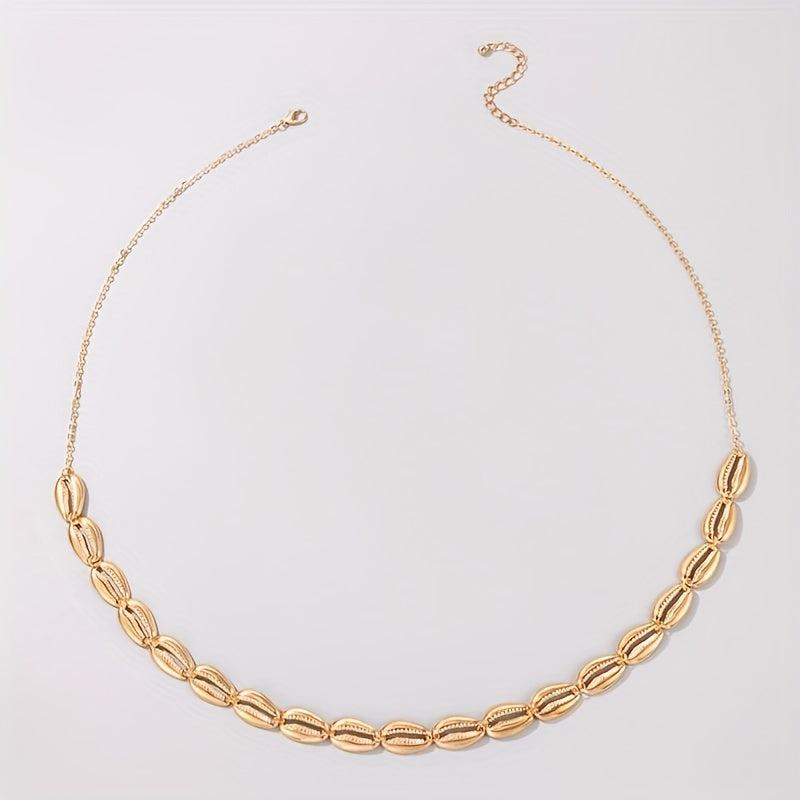 Golden Shell Inlaid Waist Chain Metal Women Boho Belly Chain