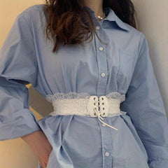 Solid Lace Girdle Wide Belt for Women