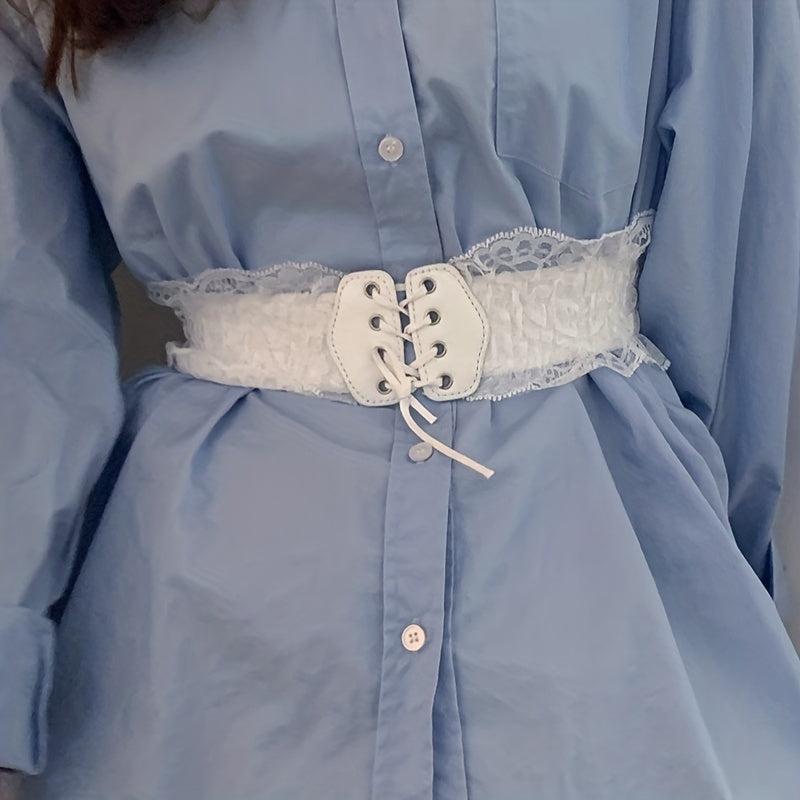 Solid Lace Girdle Wide Belt for Women