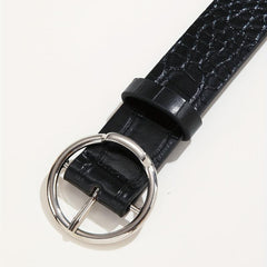 Classic Round Pin Buckle Belt PU Leather Belt For Women