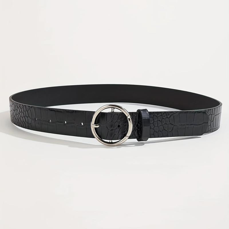 Classic Round Pin Buckle Belt PU Leather Belt For Women