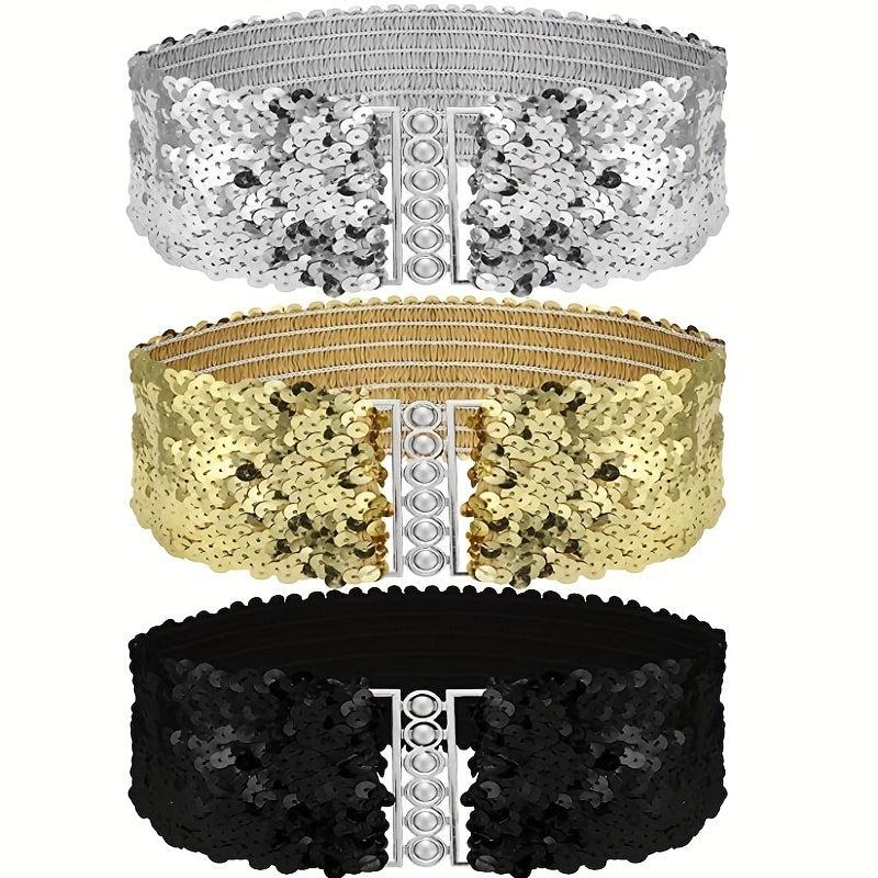 Y2K Punk Girdle Disco Wide Waistband Elastic Cinch Belt