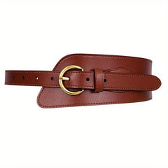Wide Leather Belt Pin Buckle Girdle Decorative Coat Sweater Skirt Waistband