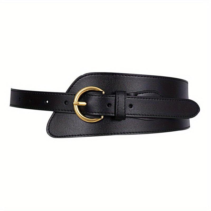 Wide Leather Belt Pin Buckle Girdle Decorative Coat Sweater Skirt Waistband