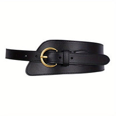 Wide Leather Belt Pin Buckle Girdle Decorative Coat Sweater Skirt Waistband