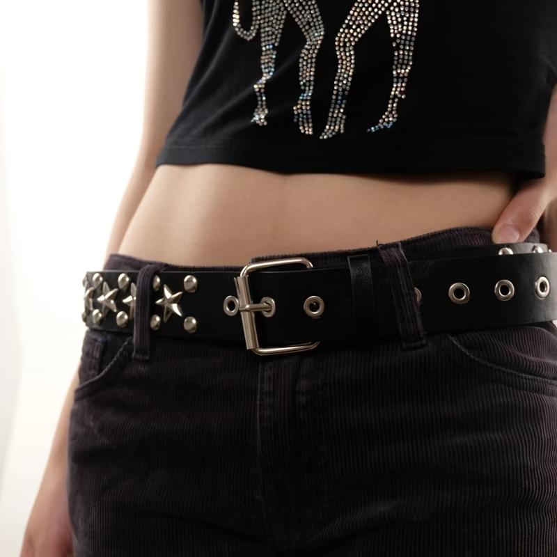 Vintage Punk Style Metal Buckle Wide Belt For Women Girls Students