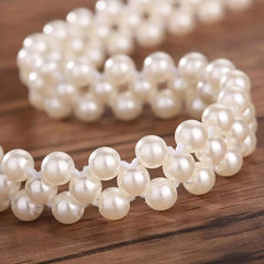 Heart Buckle Pearl Belt Rhinestone Decor Waistband Dress Girdle