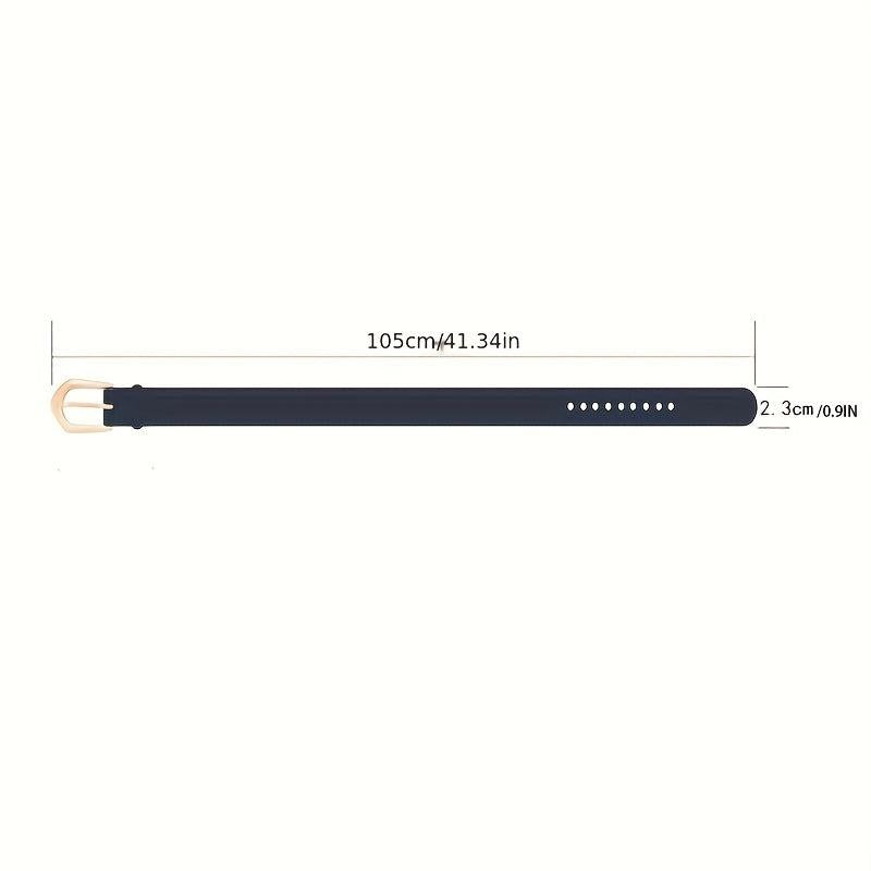 Classic Solid PU Belt with Golden Oval Pin Buckle for Women