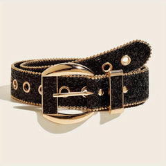 Punk Sequin Glitter Belt Eyelet Hollow Out Hip Hop Belt Unisex