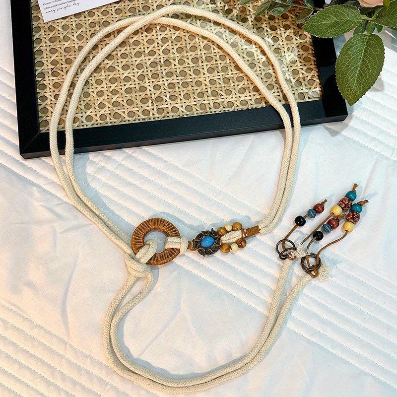 Vintage Wood Beads Tassel Waistband