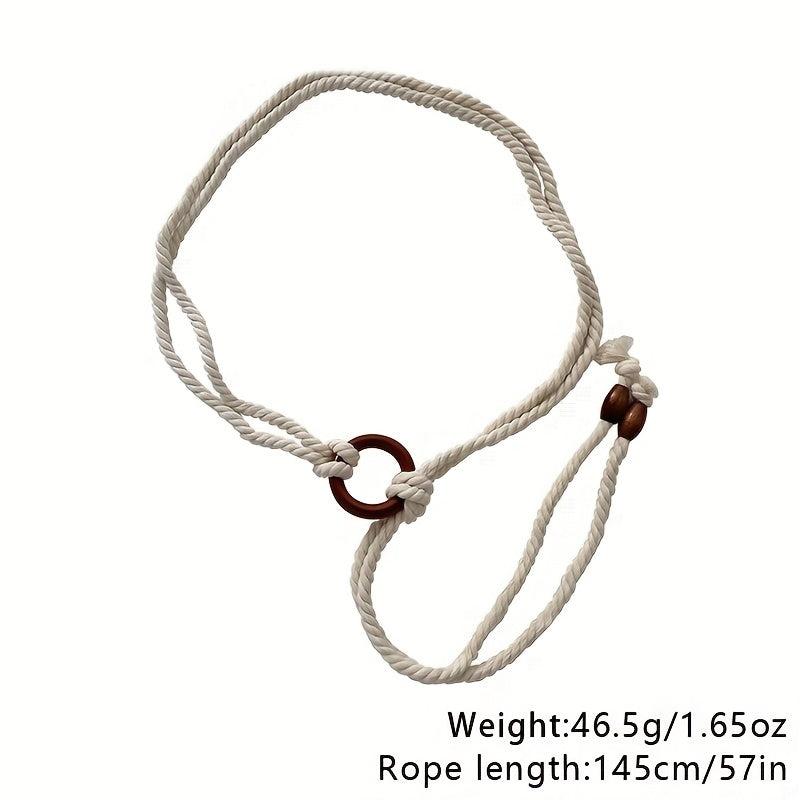Vintage Wood Beads Tassel Waistband
