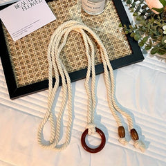Vintage Wood Beads Tassel Waistband