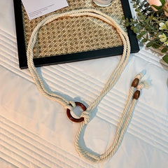 Vintage Wood Beads Tassel Waistband