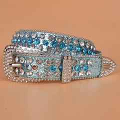 Women's Rhinestone Bright Wide Belt Casual Glitter Belt