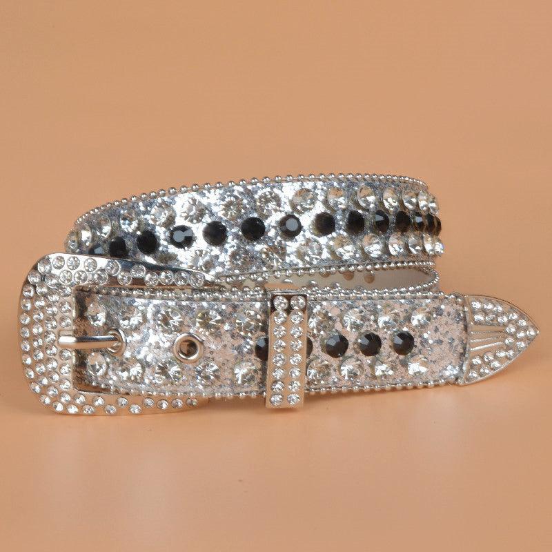 Women's Rhinestone Bright Wide Belt Casual Glitter Belt