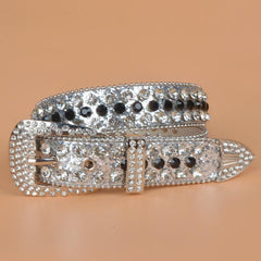 Women's Rhinestone Bright Wide Belt Casual Glitter Belt