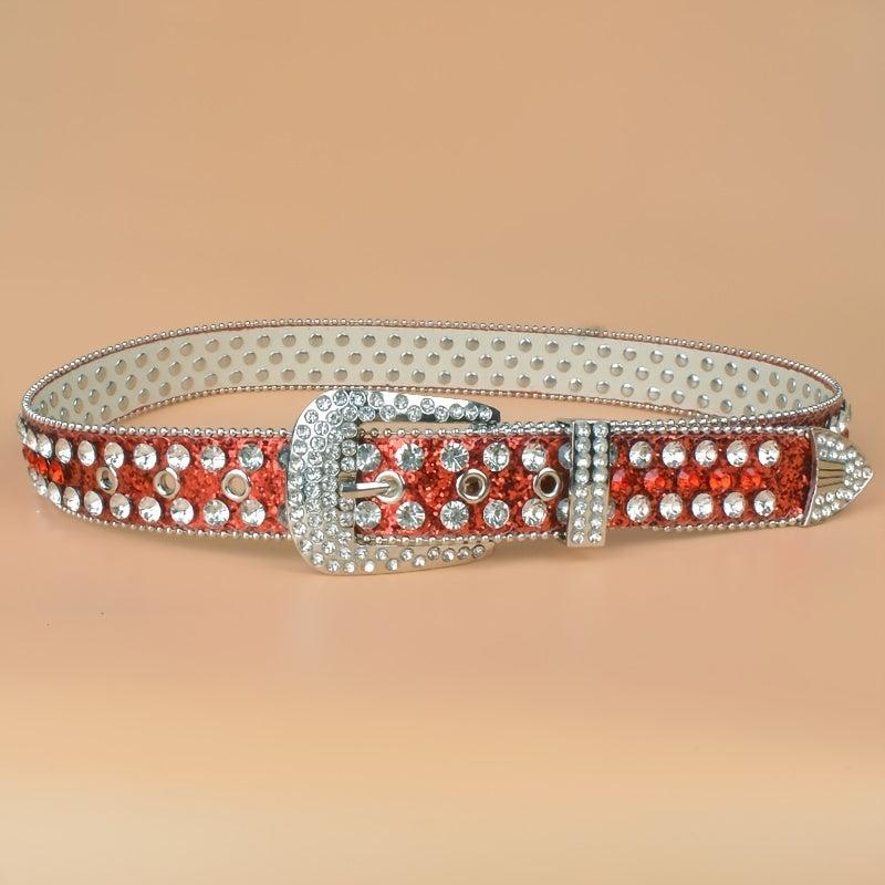 Women's Rhinestone Bright Wide Belt Casual Glitter Belt