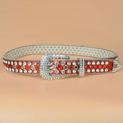 Women's Rhinestone Bright Wide Belt Casual Glitter Belt